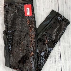 Spanx Faux Leather Sequin Leggings | Large | NWT
